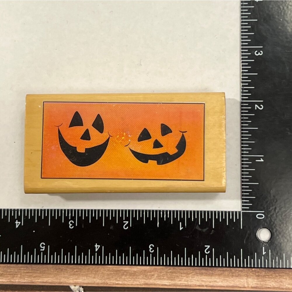 Halloween Jack-O-Lantern Rubber Stamp - Dual Pumpkin Design Unbranded